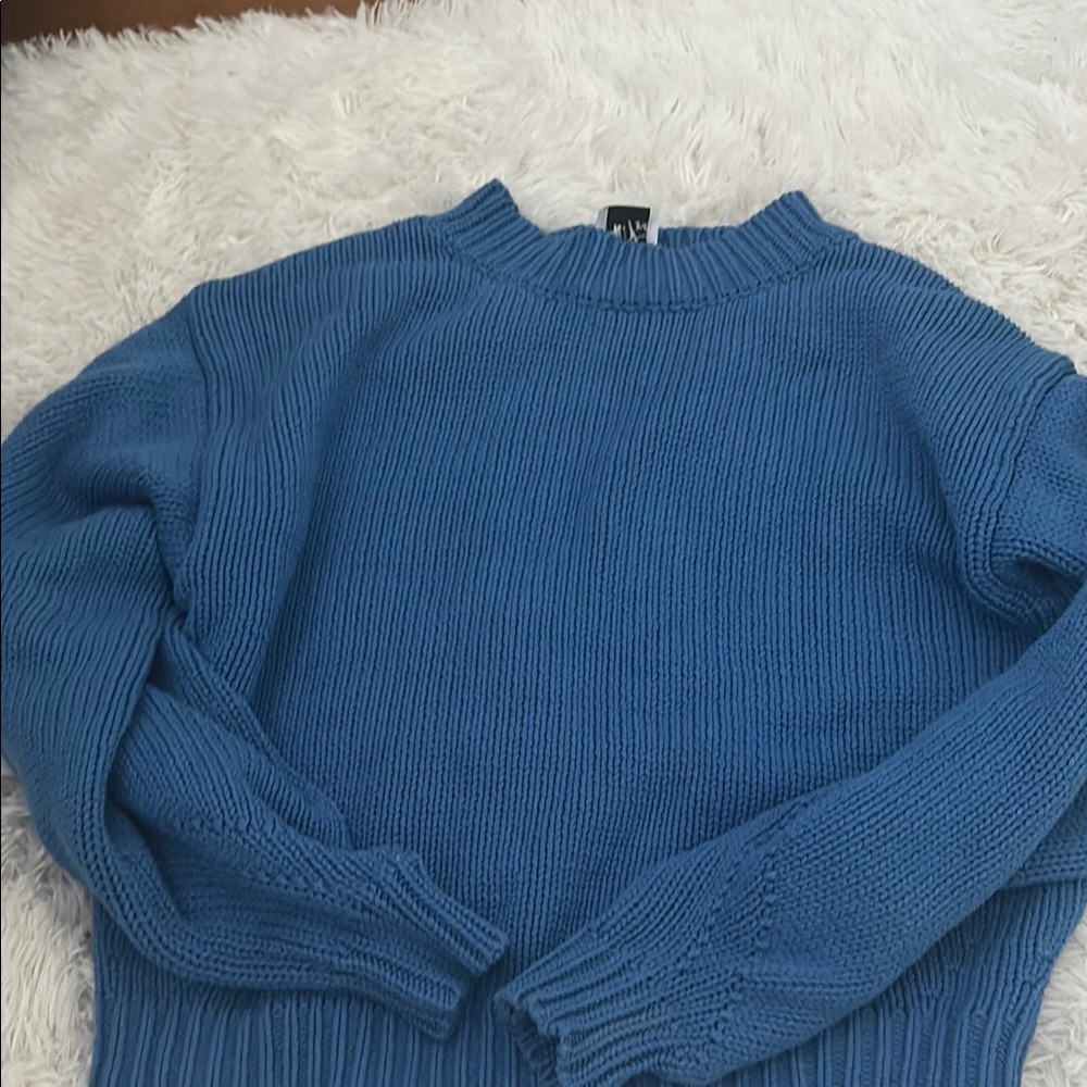 Princess Polly Blue Ribbed Crew Neck Sweater